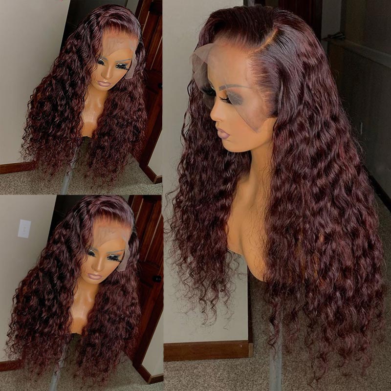 VRBest Burgundy Water Wave 13x4 Lace Front Wigs