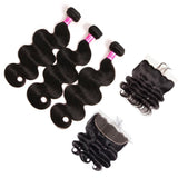 VRBest Indian Virgin Hair Body Wave 3 Bundles With 13x4 Lace Frontal Closure