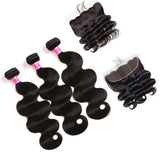 VRBest Malaysian Virgin Hair Body Wave 3 Bundles With 13x4 Lace Frontal Closure