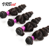 VRBest 4 Bundles Peruvian Virgin Hair Loose Wave With 13x4 Lace Frontal Closure