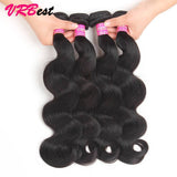 VRBest 4 Bundles Indian Virgin Hair Body Wave With 13x4 Lace Frontal Closure