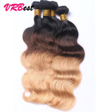 VRBest 8A 4 Bundles Ombre Peruvian Virgin Hair Body Wave  Human Hair T1B/4/27 T1B/27