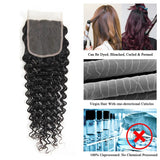 VRBest Deep Wave Virgin Human Hair Closure 4x4 Lace Free Middle Three Part