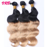 VRBest 8A 3 Bundles Ombre Indian Virgin Hair Body Wave  Human Hair T1B/4/27 T1B/27