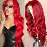 VRBest Red Wigs Human Hair Lace Front Body Wave Wigs