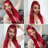 VRBest Red Straight  Lace Front Wigs
