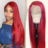 VRBest Red Straight Hair Colored Lace Front Wigs