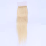 613 Blonde Color Straight Virgin Human Hair 4 Bundles With Lace Closure