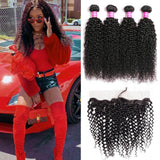 VRBest 4 Bundles Brazilian Virgin Curly Hair With 13x4 Lace Frontal Closure