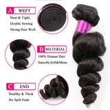 VRBest Indian Virgin Human Hair Loose Wave 4 Bundles With 4x4 Lace Closure