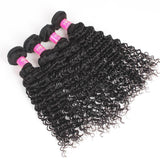 VRBest 4 Bundles Brazilian Virgin Hair Deep Wave With 13x4 Lace Frontal Closure