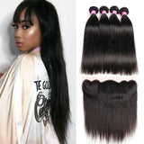VRBest Indian Virgin Hair Straight Hair 4 Bundles With 13x4 Lace Frontal Closure
