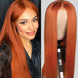 VRBest 350#Orange Straight 13x4 Lace Front Human Hair Wigs