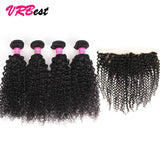 VRBest 4 Bundles Peruvian Curly Virgin Hair With 13x4 Lace Frontal Closure