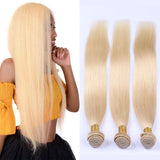 Color 613 Blonde Straight Hair 3 Bundles with 4*4 Lace Closure 100% Human Virgin Hair