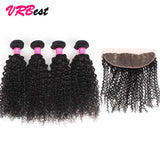 VRBest 4 Bundles Malaysian Virgin Hair Curly With 13x4 Lace Frontal Closure