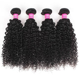 VRBest 4 Bundles Brazilian Curly Virgin Human Hair Weave Extensions