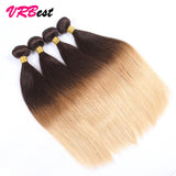 VRBest 8A 4 Bundles Ombre Peruvian Virgin Straight  Human Hair T1B/4/27 T1B/27