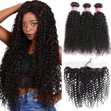 VRBest Brazilian Curly Virgin Hair 3 Bundles With Ear to Ear 13x4 Lace Frontal Closure