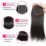 VRBest Brazilian Virgin Hair Straight 4 Bundles With 13x4 Lace Frontal Closure