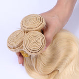 613 Blonde Body Wave Hair 3 Bundles with 4*4 Lace Closure 100% Human Virgin Hair