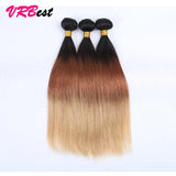 VRBest 8A 3 Bundles Ombre Indian Straight  Human Hair T1B/4/27 T1B/27