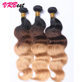 VRBest 8A 3 Bundles Ombre Brazilian Virgin Hair Body Wave  Human Hair T1B/4/27 T1B/27