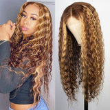 VRBest P4/27 Highlighted Deep Wave Wigs Human Hair Lace Front Wigs