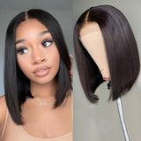 VRBest Straight Short Bob Wigs 4x4 Lace Closure Human Hair Wigs