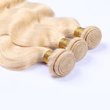 613 Blonde Color Body Wave Virgin Human Hair 4 Bundles With Lace Closure