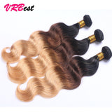 VRBest 8A 3 Bundles Ombre Brazilian Virgin Hair Body Wave  Human Hair T1B/4/27 T1B/27