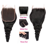 VRBest Peruvian Virgin Hair Loose Wave 4 Bundles With 4x4 Lace Closure