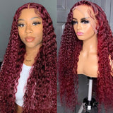 VRBest 99J Curly Wigs Human Hair Colored 13x4 Lace Front Wigs