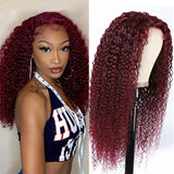 VRBest 99J Kinky Curly 13x4 Lace Front Wigs Human Hair Colored Wigs