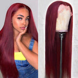 VRBest 99J Burgundy Straight Hair Colored Lace Front Wigs