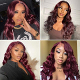 Burgundy Lace Front Human Hair Wigs