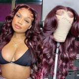 VRBest Burgundy 13x4 Lace Front Wigs Body Wave Colored Human Hair Wigs