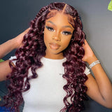 VRBest Burgundy 13x4 Lace Front Wigs Loose Wave Wigs 
