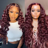 VRBest Burgundy 13x4 Lace Front Wigs Loose Wave Colored Human Hair Wigs