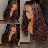 VRBest Burgundy Water Wave 13x4 Lace Front Wigs