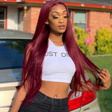 Straight Hair Colored T-Part Lace Wigs