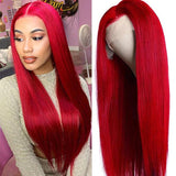 VRBest Red Straight Hair Colored T-Part Lace Wigs