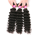 VRBest 3 Bundles Brazilian Virgin Human Hair Deep Wave With 4x4 Closure