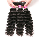 VRBest 3 Bundles Indian Virgin Human Hair Deep Wave With 4x4 Lace Closure