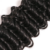 VRBest 3 Bundles Peruvian Deep Wave Virgin Remy Human Hair With 4x4 Lace Closure