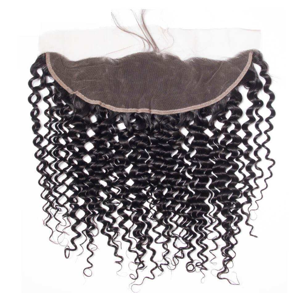 VRBest 4 Bundles Brazilian Virgin Curly Hair With 13x4 Lace Frontal Closure