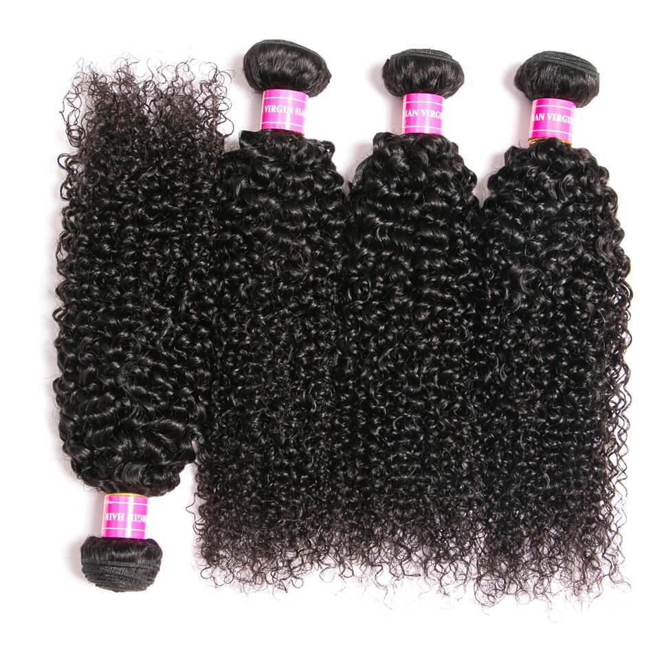 VRBest 4 Bundles Brazilian Virgin Curly Hair With 13x4 Lace Frontal Closure