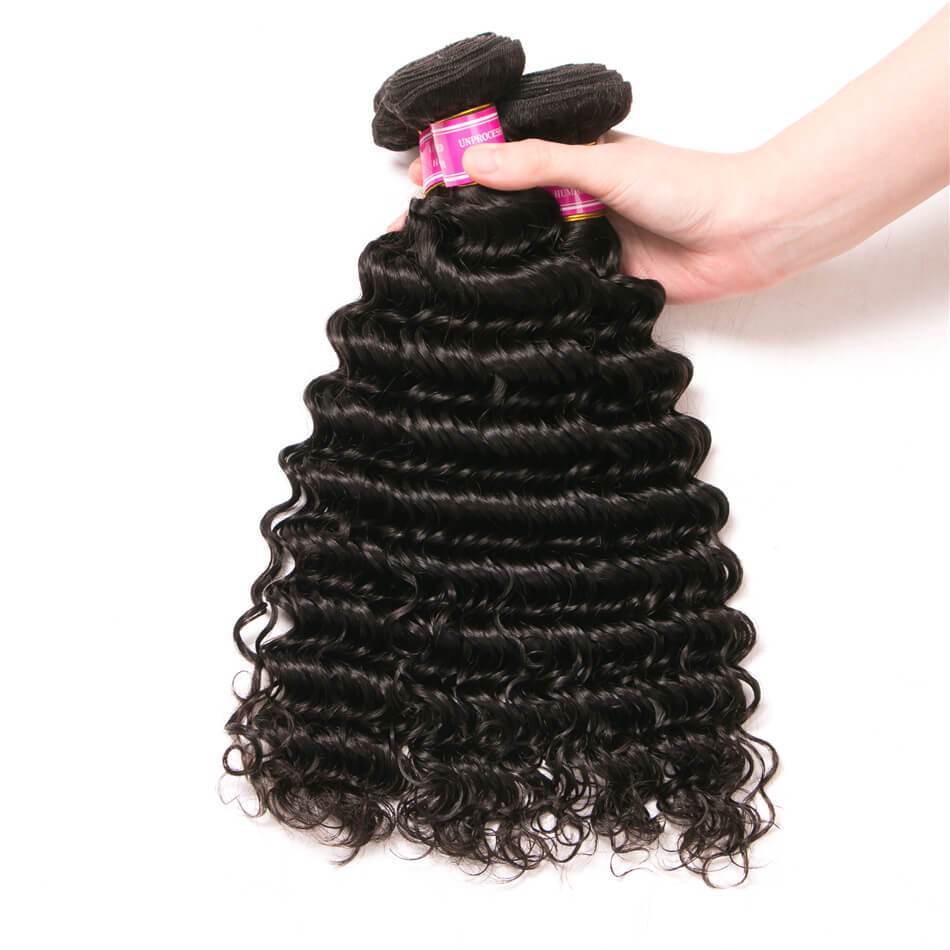 VRBest Peruvian Deep Wave Virgin Human Hair Bundles 3 Pieces