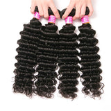 VRBest 4 Bundles Peruvian Virgin Hair Deep Wave Human Hair Extensions