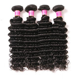 VRBest 4 Bundles Indian Virgin Human Hair Deep Wave Weave Extensions